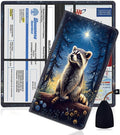 Car Document Holder with Magnetic Shut, Car Registration and Insurance Card Holder, Vehicle Glove Box Organizer Documents, Driver License, Auto Paperwork Organizer Wallet, Night Forest Raccoon Pattern