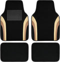 CAR PASS Beige Leather Car Floor Mats, Sporty Waterproof Car Carpet,Universal Automotive Floor Mats Fit for Sedans, Cars, Mid Trucks, Vans, SUV, Set of 4 (Black and Beige)