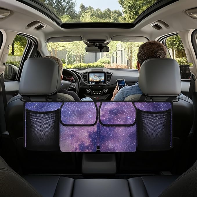 CLOHOMIN Starry Sky Car Trunk Organizer Purple Car Trunk Organizers Fashion Backseat Hanging Storage Car Accessories Backseat Car Organizer for SUV Trucks Sedan