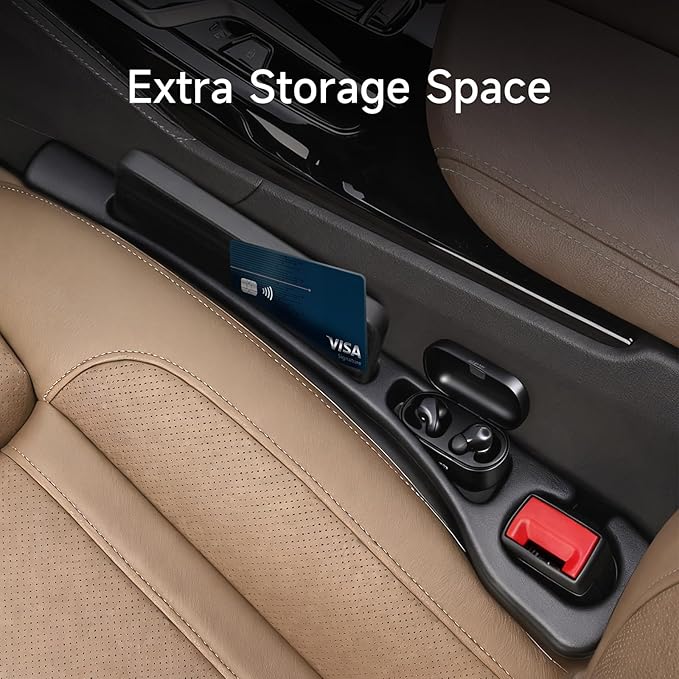 2-Pack Car Seat Gap Filler, No-Drop Seat Side Gap Seam Filler Organizer with Phone Holder, Universal Fit to Fill The Gap Between Seat and Console for Car, SUV, Truck&Sedan