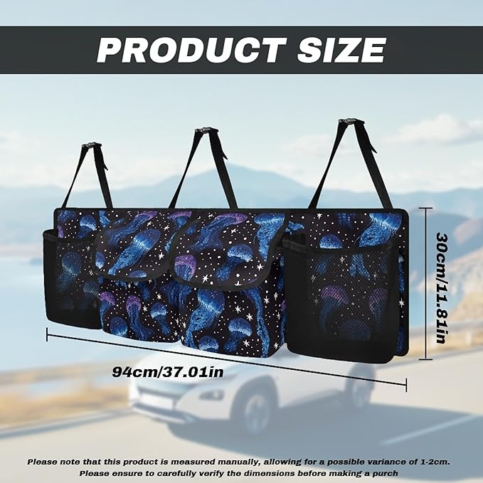 CLOHOMIN Jellyfish Car Storage Organizers for Women Men Car Trunk Mesh Storage Bag Large Capacity Backseat Hanging Organizer Washable Trunk Organizer for SUV Car Accessories