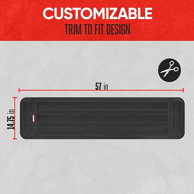 Motor Trend Heavy Duty Rear Back Seat Floor Mats 2nd or 3rd Row Floor Mat for Car, SUV & Van - All Weather SUV Black Runner Rubber Mat - Floor Runner Back Row Floor Mat Interior Accessories 57x15