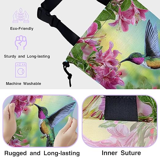 UUCBTAH Car Trash Bag Hummingbird with Hibiscus Car Trash Bin Leakproof Waterproof Car Trash Can for Back Seat, Foldable Car Garbage Bag with Adjustable Straps and Drawstring for Car Accessories