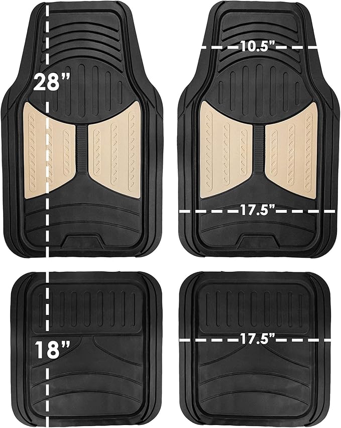 FH Group Automotive Floor Mats - Heavy-Duty Monster Eye Rubber Floor Mats for Cars, Universal Fit Full Set, ClimaProof Floor Mats, Trimmable Floor Mats For Most Sedan, SUV, Truck Floor Mats Black
