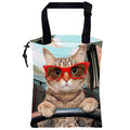 Car Trash Bag Cat Driving Car Car Garbage Bag Waterproof Car Trash Can for Back Seat with Adjustable Straps and Drawstring, Foldable Car Trash Bin for Car Accessories Vehicle Travelling Camping