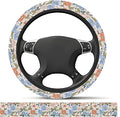 Elastic Car Steering Wheel Cover, Universal 15 inch Non-Slip Breathable Neoprene Steering Wheel Protector, Car Accessories for Women Men Fit Auto, Suvs, Truck Colorful Floral Bloom
