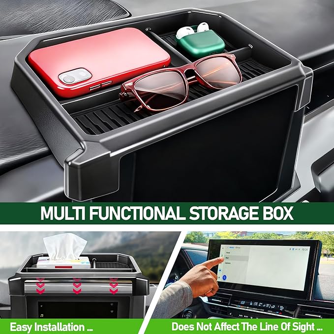 WDWLH Dashboard Storage Tray for Toyota Tacoma 2026 2025 2024,8 Inch Screen Dash Organizer for Tacoma Accessories,Center Console Organizer Storage Tray with Anti-Slid Silicone Pad(8 Inch Screen only)