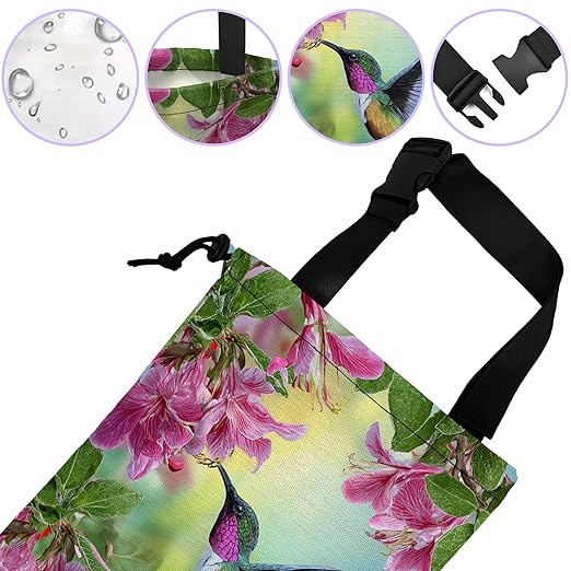 UUCBTAH Car Trash Bag Hummingbird with Hibiscus Car Trash Bin Leakproof Waterproof Car Trash Can for Back Seat, Foldable Car Garbage Bag with Adjustable Straps and Drawstring for Car Accessories