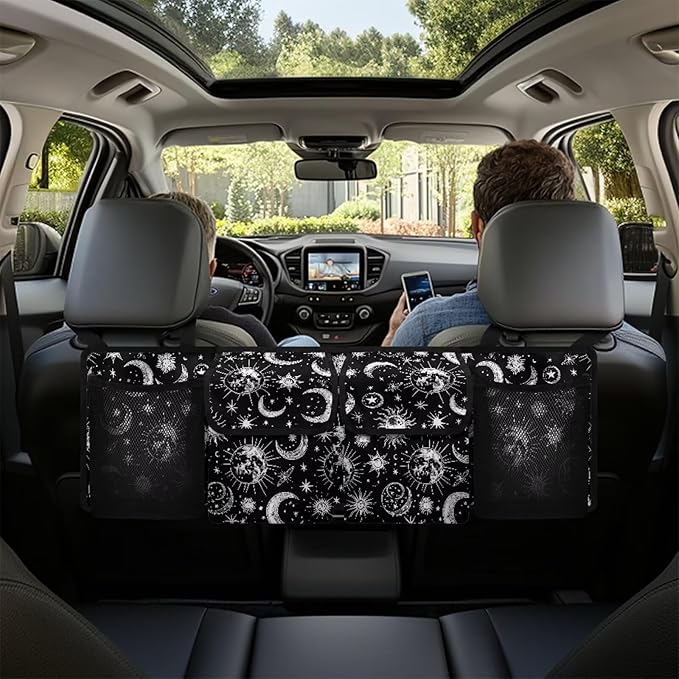 Moon Star Car Trunk Organizer and Storage, Backseat Hanging Organizer for SUV, Truck, Waterproof, Collapsible Cargo Storage Bag with 4 Pockets, Car Interior Accessories for Men Women