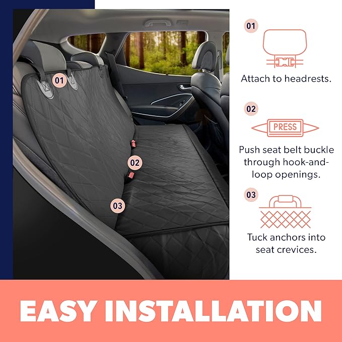 Active Pets Beige XL Dog Car Hammock Back Seat Cover, Waterproof Backseat Cover Protector for Truck Bench Rear of Sedans or SUVs, Essential Pet Supplies Vacuum or Wipe Clean, Machine Washable