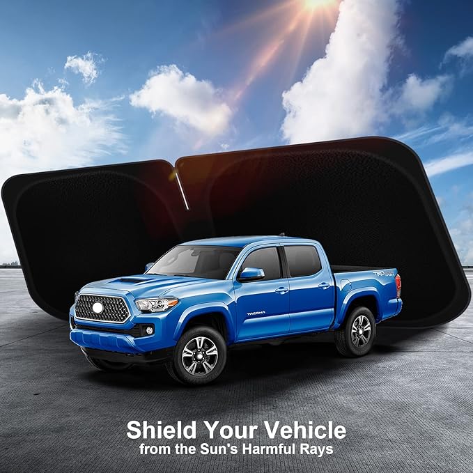 SHINEHOME Car Windshield Sun Shade Compatible with 2016-2023 2024 2025 2026 Toyota Tacoma Accessories Foldable Sunshade Truck Custom Windshield Sun Visor