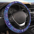 Boho Purple Flower Neoprene Steering Wheel Cover for Men Women Anti-Slip Elastic Steering Wheel Protective Cover 15in Universal Car Accessories Fit Cars, SUVs, Auto