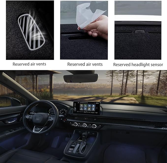 Upgraded Dash Mat for 2023-2025 Honda CRV Polyester Dash Board UV Protection Non-Slip Windshield Reflective DashCover Interior Accessory Black