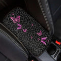 Black Leopard Butterfly Car Center Console Cover,Car Armrest Cover Cushion,Universal Butterfly Car Accessories