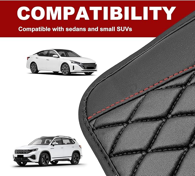 Car Center Console Cover with Side Storage Pockets, Universal Leather Waterproof Armrest Seat Box Cover Protector, Comfortable Car Decor Accessories Fit for Most Cars, Vehicles, SUVs (Black)