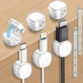 6 Pack,Magnetic Cable Clips & Silicon Cable Ties,[Cable Smooth Adjustable Under Desk Organizer],Cable Management,Cord Holder-Desk Stand Cable Organizer Holding,Adhesive for Home Cable Keeper