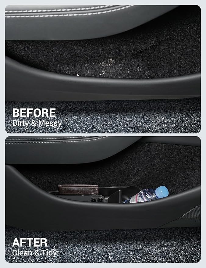 Motrobe 2026 Tesla Model Y Juniper Door Side Storage Box Door Pocket Liner Side Organizer Tray Waterproof TPE Front & Rear Model Y Juniper (Standard/Premium/Performance 2025/2026) Accessories