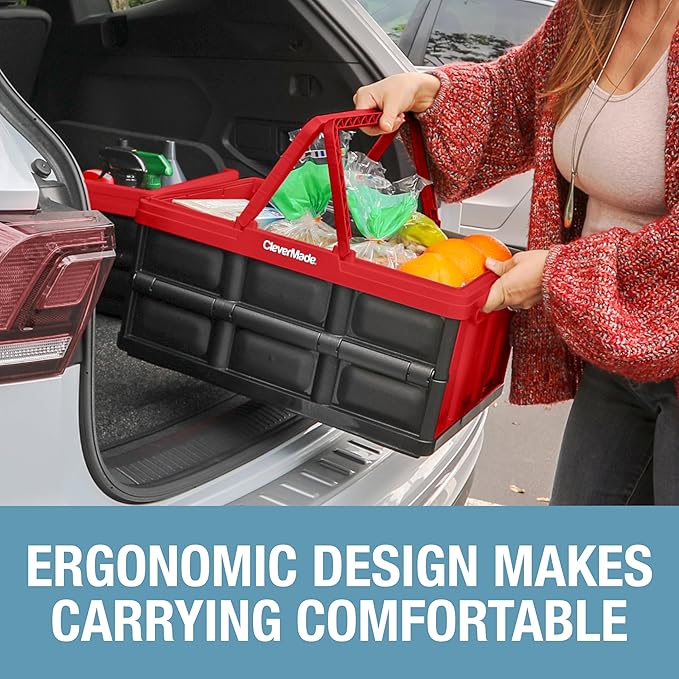 CleverMade Collapsible Basket (60% Recycled) - 32L - Canada Red