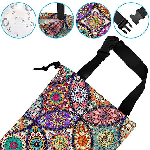 ghatobty Car Trash Bag Hanging Mandala Flower Car Trash Can Waterproof Garbage Bag Hanging for Car Back Seat