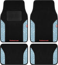 Rubbermaid Bling Car Mats, Carpeted Floor Car Mat with Faux Leather & Built-in Heel Pad, Two-Tone Car Rug Floor Mats, Stylish Carpeted Floor Mats for Cars, Trucks & SUVs Glitter Blue Color