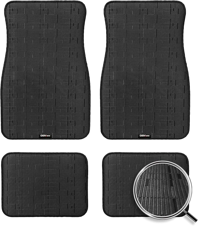 Ultra Durable Car Floor Mats, Premium PVC Coil All-Weather Automotive Floor Mats, Universal Fit with Anti-Slip Nibbs Backing, Waterproof | Wear Resistant | Flame Retardant, Black 4PCS