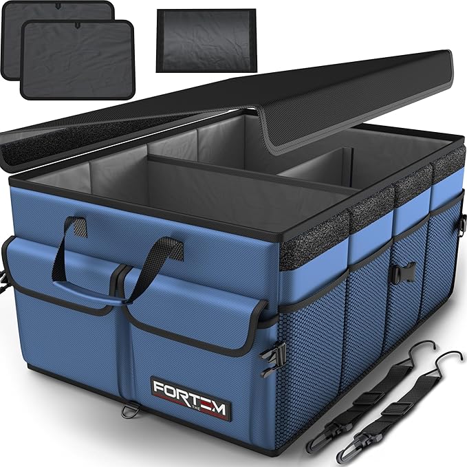 FORTEM Trunk Organizer For SUV Car Trunk Organizer, Foldable Storage, Car Accessories for Women Men, Collapsible Bag, Perfect Christmas Gifts, 600D Oxford, Non Slip Bottom, Straps, Soft Cover (65L)