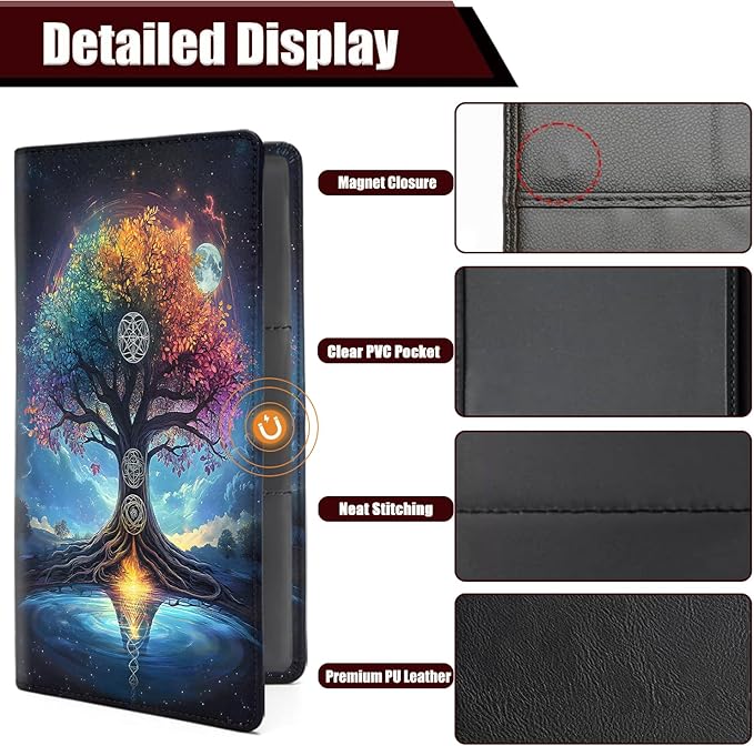 Car Document Holder with Magnetic Shut, Car Registration and Insurance Card Holder, Vehicle Glove Box Organizer Documents, Driver License, Auto Paperwork Organizer Wallet, Colorful Cosmic Tree Pattern