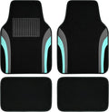 CAR PASS Leather Sporty Car Floor Mats Carpet, Universal Waterproof Automotive Floor Mat Fit for Sedans, Cars, Mid Trucks, Vans, SUV, Set of 4 (Black and Mint)