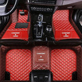 Custom Making Car Floor Mats Compatible for 2000-2025 All Mode Sedan SUV Sports Car Full Coverage Cute Pads Protection Non-Slip Leather Floor Liners (Red+Dark Brown Edge)
