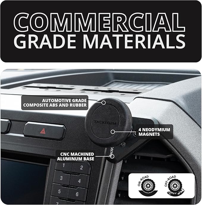 Tackform Link Vent Mount Universal Magnetic Phone Holder Compatible with 2015-2020 Ford F-150, 2017-2021 Super Duty, and 2018-2021 Expedition | Aluminum Base, Short Reach | NOT Compatible With MagSafe