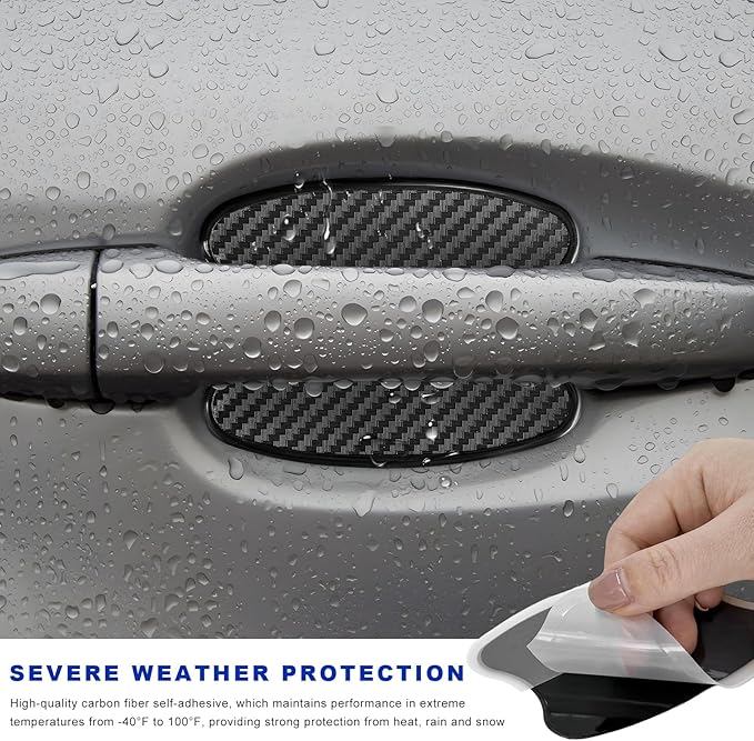 4 PCS Car Door Handle Bowl Stickers, Anti-Scratch Carbon Fiber Auto Handle Cup Protector Paint Guard, Waterproof Door Bowl Sticker Non-Marking Protective Film for Car SUV Truck (Small)