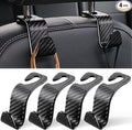 LivTee Car Purse Hook, 4 Pack Universal Auto Seat Headrest Hook Hangers Organizer for Coats, Umbrellas, Groceries - Carbon Fiber Black | Universal, Hangers, Organizer, for Coats, Umbrellas, Groceries