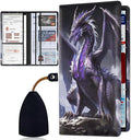 Car Document Holder with Magnetic Shut, Car Registration & Insurance Card Holder, Waterproof PU Leather Glove Box Organizer Vehicle Accessories Driver License for Women/Men, Purple Dragon Pattern