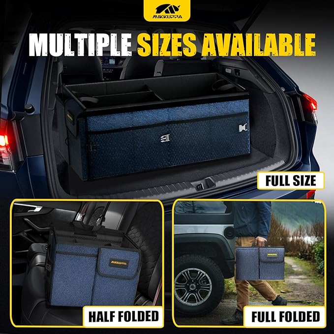 MIKKUPPA Car Trunk Organizer with Cooler - 65L Collapsible Trunk Organizer with Lid, Sturdy Car Storage for SUV Auto Truck Van with Adjustable Straps and Non Slip Bottom (Blue)