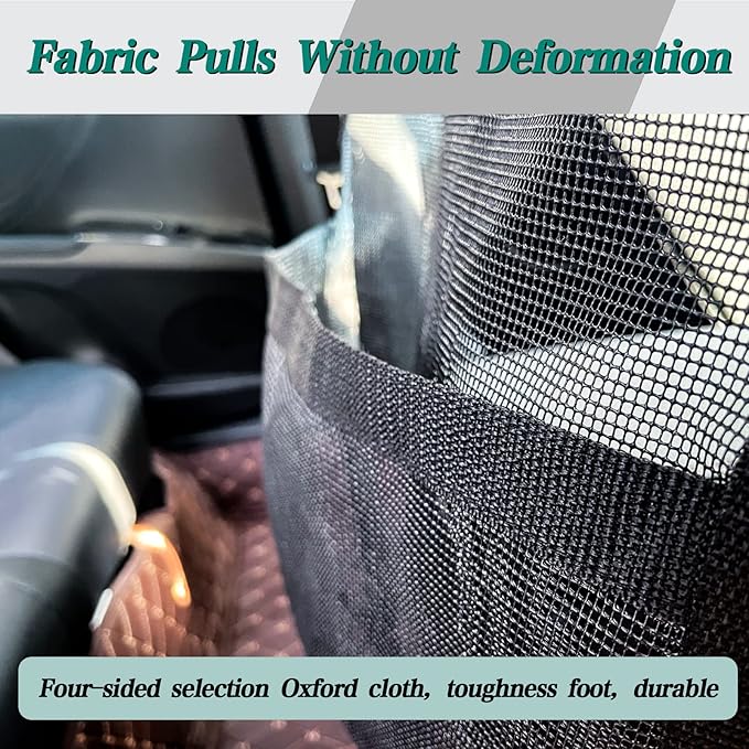 Car Storage Organizer Between Front Seats, Seat Back Net Bag, Net Pocket Handbag Holder, Barrier of Backseat Pet Kids, Driver Storage Netting Pouch, Automotive Consoles and Organizers, Black