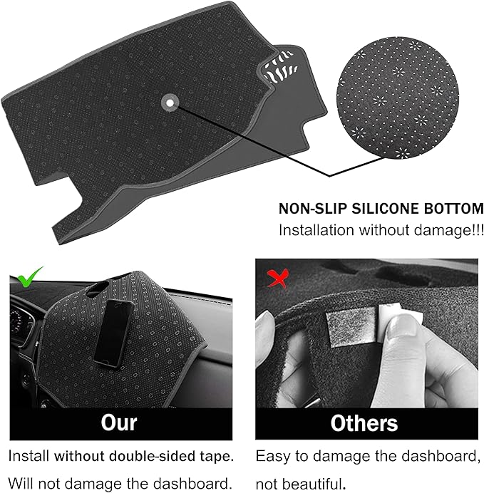 Dash Cover for Subaru Forester Accessories 2019-2022 2023 2024 Dashboard Cover Mat Pad UV Rays Reflection Carpet Protector Sunshield Custom Fit Foldable Interior Decoration, Gray Trim
