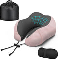 Phent zari Neck Travel Pillow, Upgraded Memory Foam Pillow for Airplane, Machine Washable, Adjustable Flight Pillow, Suitable for Sleeping Airplane, Car, Office and Home (Pink)