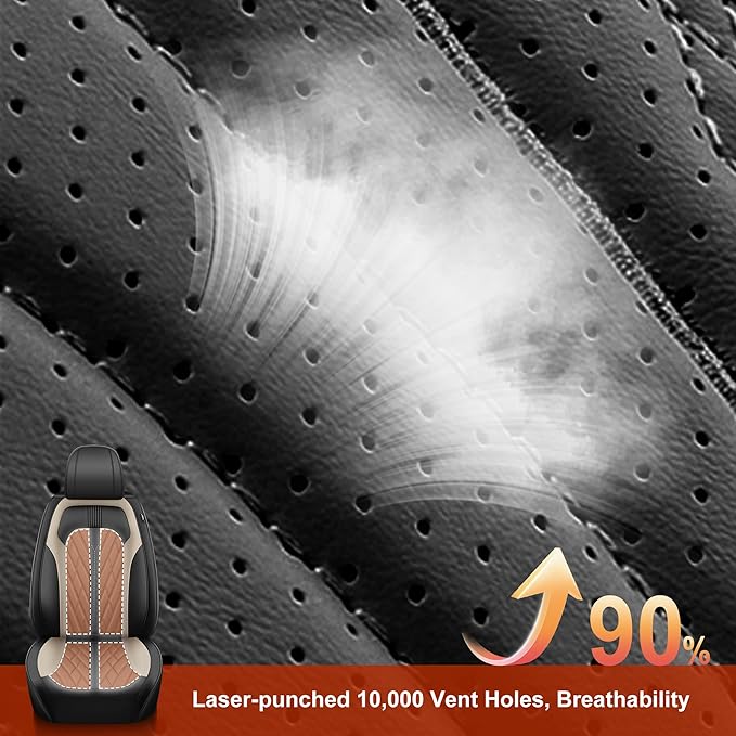 TTX LIGHTING Seat Covers Fit for Mazda CX5/CX-5 2013-2026 Seat Covers Full Set Car Seat Covers Faux Leather Breathable Waterproof Car Seat Protector (5 Seats, Black&Beige)