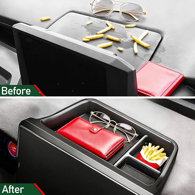WDWLH Dashboard Storage Tray for Toyota Tacoma 2026 2025 2024,14 Inch Screen Dash Organizer for Tacoma Accessories,Center Console Organizer Storage Tray with Anti-Slid Silicone Pad(14 Inch Screen)
