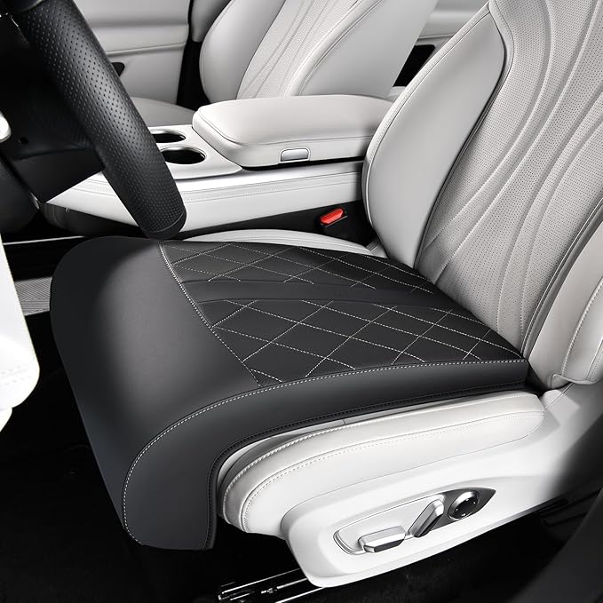 Coverado Car Seat Extender Leg Support, Leather Leg Extender Cushuin for Car Seats, Waterproof Car Seat Cushions Universal Fit for Most Vehicles (Black01)
