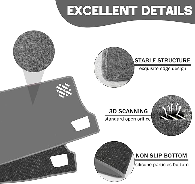 Dash Cover for Chevy Colorado/Gmc Canyon 2023 2024 2025 2026 Dashboard Cover Mat Center Console Non-Slip No Glare Protector Mat Pad Sunshade Interior Accessories for Chevylot Colorado, All Gray