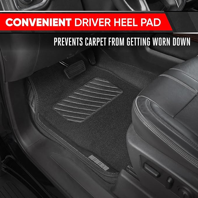 Motor Trend SpeedSeries Carpet Floor Mats Set - Universal Fit for Cars, Trucks, SUVs, Vans Trim Racing Design Car Mats Full Set Tapetes para Carro - Set of 4, Black & Black Car Carpet Mats