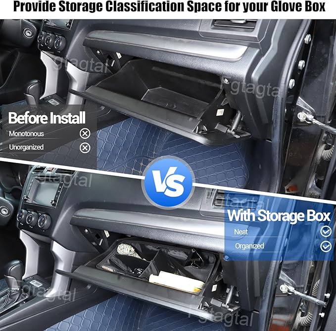 Glove Box Dividers Organizer Compatible with Subaru Forester 2013-2018, Foldable Glove Insert Box Organizer Bag, Oxford Cloth Car Organizer and Storage, Space Saving