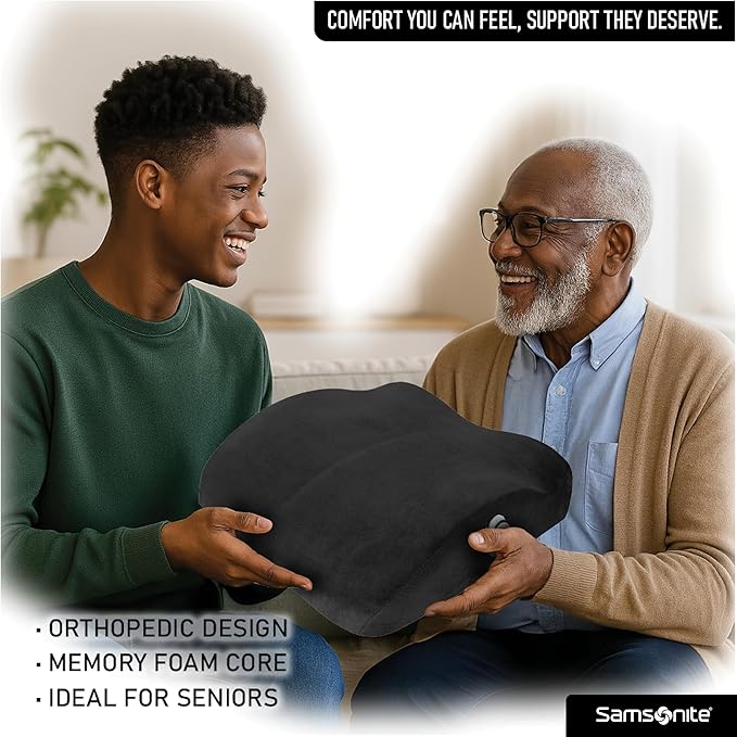 Samsonite Car Seat Cushion Curved Pillow - Butt Cushions for Office Chairs, Car Seat Back Support Pillow Tailbone Support Cushion