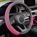 KAFEEK 15 inch Steering Wheel Cover, Cooling Ice Silk Mesh with Microfiber Leather, Heat Resistant, Breathable, Anti-Slip, Summer Cool, Universal Fit, Black & Red