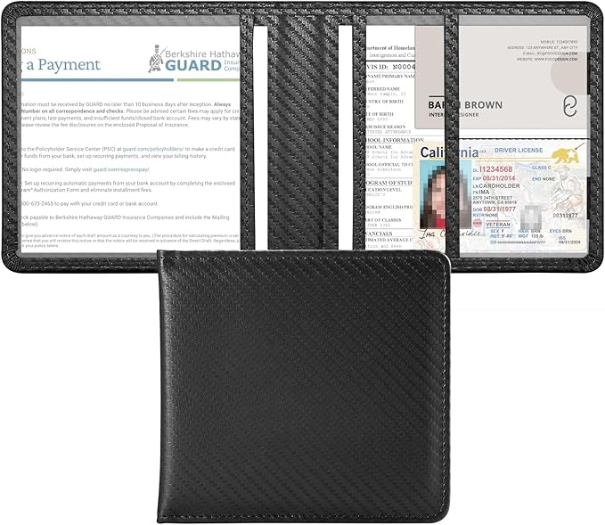 Tavonis Car Registration and Insurance Card Holder，Small Glove Box Organizer for Men and Women，Car and Truck Driver License, Documents, Card Storage Accessories，Black