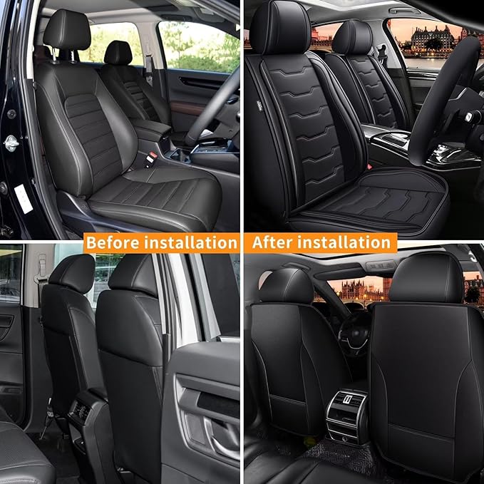 DISUTOGO Seat Covers Fit for Xterra 2000-2015 Front Seat Covers Faux Leather Car Seat Covers Breathable Waterproof Car Seat Protector (2 Seats, Black)