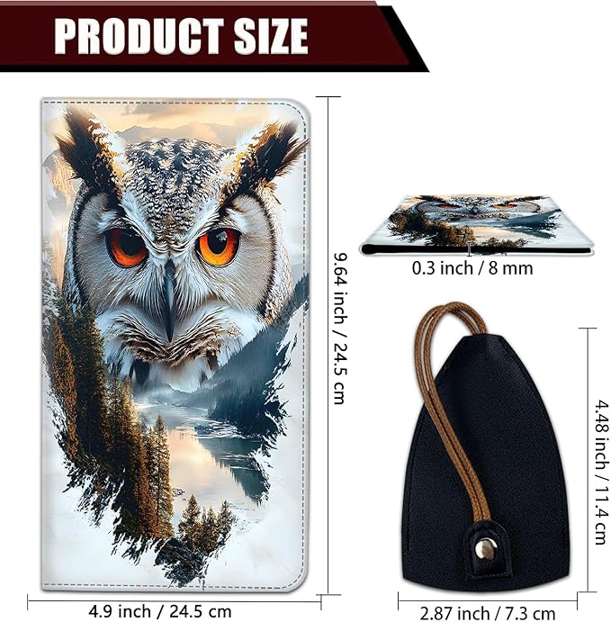 Yuxcfhjfe Car Document Holder with Magnetic Shut, Car Registration and Insurance Card Holder, Vehicle Glove Box Organizer Documents, Driver License, Auto Paperwork Organizer Wallet, Owl Gaze Pattern