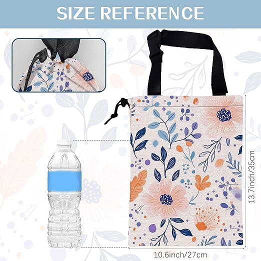 Spring Floral Car Garbage Bag,Watercolor Leaves Small Car Trash Bag Hanging,Drawstring Car Garbage Bag with Adjustable Buckle for Car Back Seat,SUVs,Camping,Road Trips