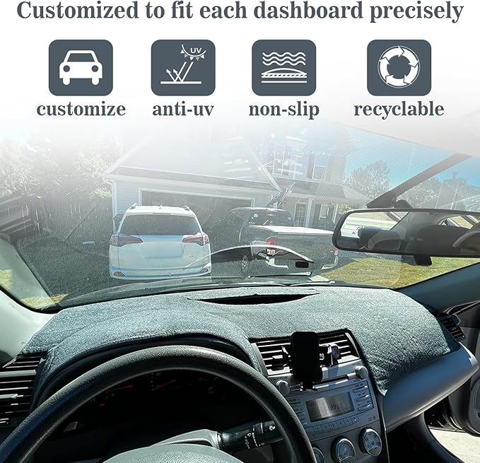 Amiss Dash Mat Dashboard Cover, Fits for Toyota Camry 2007 2008 2009 2010 2011, Anti-Reflective Non-Slip Dashboard Cover Mat Pad Carpet, Car Accessories Interior for Custom Fit Dash Cover (Dark Gray)